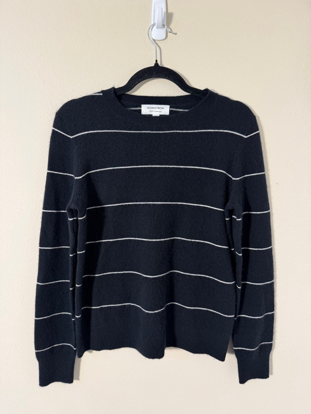 Nordstrom Women's Sweater 100% Cashmere Striped Crewneck Sweater Size S